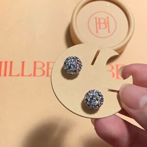 hillberg and berk 10mm sparkle ball earrings in sea glass